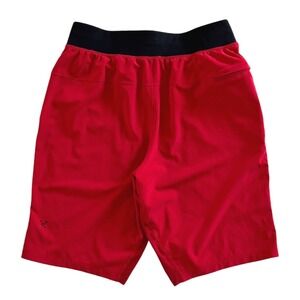 Lululemon Mens Sz XS Red Athletic Shorts Zipper Pocket Gym Workout Elastic Waist